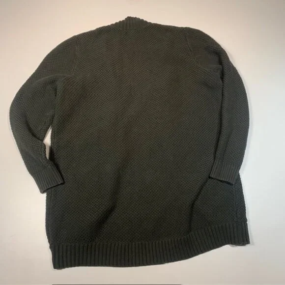 Gap Olive Green Open Front Cardigan Womens Large Textured Knit Sweater - Picture 8 of 8